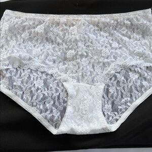 White Lace Women's Briefs - Classic Lace Panty white large